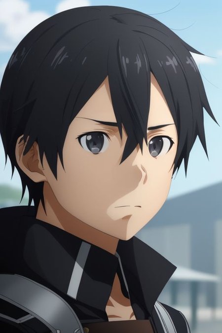 high resolution, solo, best quality, 1Boy, Kazuto Kirigaya, portraits, Black Hair, Black Eyes, military, action, OverallDetail