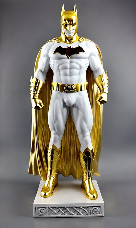 a Greek statue of batman, best quality, masterpiece,  <lora:cstatuesdxl:1>, cstatuesdxl, white and gold