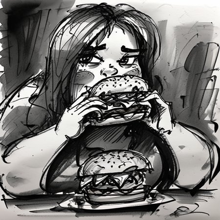 corcoc4s very fat girl eating a hamburger, very detailed<lora:corcoc4s:1>