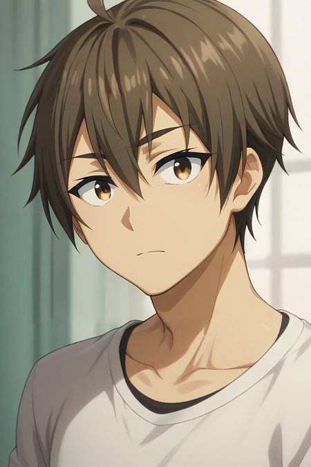 score_9, score_8_up, score_7_up, , rating_safe, intricate details, , looking at viewer, , 1boy, solo, male focus, <lora:hideki_nishimura_pony:0.88>, hideki_nishimura, brown hair, brown eyes, short hair, hair between eyes, ahoge, , , <lora:sdxl_lightning_8step_lora:1>