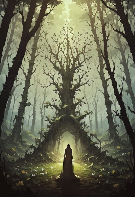 score_9, score_8_up, score_7_up, score_6_up, source_anime, masterpiece, high res, fantasy aesthetic, 
BREAK,
1woman, ((mother earth)), (plants covering body), mossy, flowers, earth spirit, greenery, trees, silhouette, antlers, bark, leaves, vines, 
Castlevania style, <lora:Castlevania_Style_XL:0.7>,