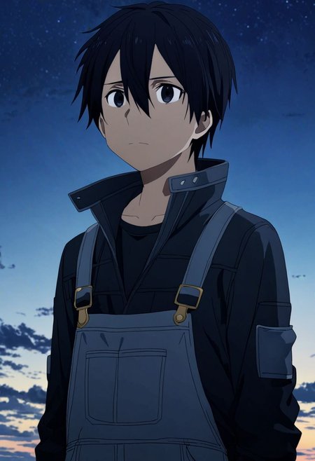 high resolution, professional photography, best quality, 1Boy, Kirigaya Kazuto, Black Hair, Black Eyes, overalldetail, existential longing, ultimate sky