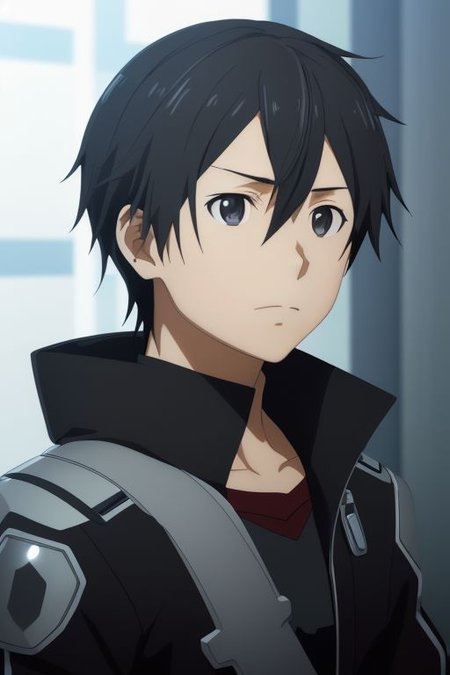 high resolution, solo, best quality, 1Boy, Kazuto Kirigaya, portraits, Black Hair, Black Eyes, Science Fiction, OverallDetail