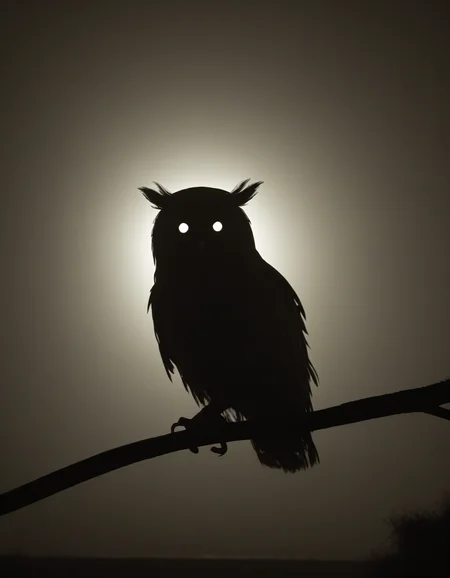silhouette style, cinematic film still of the silhouette of an owl sitting on a branch at night, very detailed, haze lighting, backlit, 4k uhd masterpiece