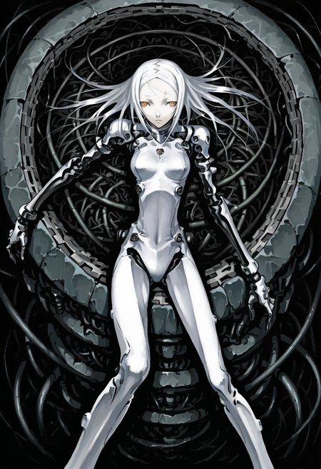 tsutomu nihei,1girl,white hair,