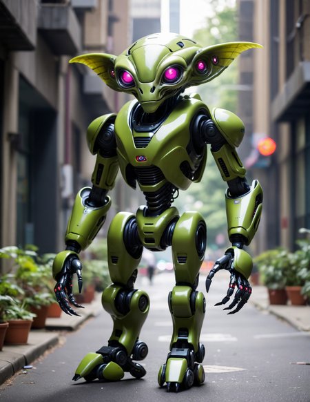 Dark khaki 3d alien robot species  <lora:alien-species:.85>