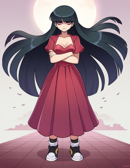zPDXL, score_9, score_8_up, score_7_up, score_6_up, score_5_up, 4k, absurdres, looking at viewer, <lora:Perfect Hands:0.8> Perfect Hands, 1girl, solo, 
Pokemon, Sabrina, medium breasts, black hair, long hair, sad, pigeon-toed, boho-blouse, sneakers,
<lora:NicoNeko_v1:0.8> ncnk, silk