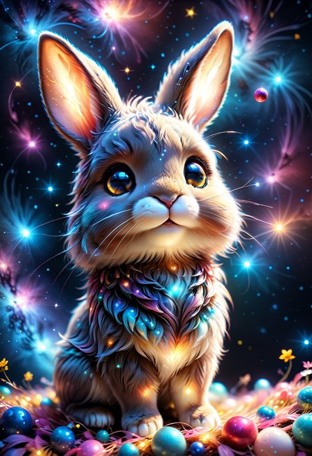 (((videogame_style))), (sharp focus:1.2), lineart, flat color, monochrome, greyscale, depth of field, bokeh, 8k, OLED, 1 baby bunny, being playful, wearing ribbon choker in different colours, different fur, super cute,, The bunny raises its paws towards the viewer, in the galaxy, space bunny lying on a ruffled pillow in the clouds,lluminated by the ethereal glow of cosmic lightning, the light is reflecting shadows on the cute animal, for the viewer, it appears alive, as if a glimpse of its inner sparkle is possible, star sky, peacful and grateful atmosphere, painted hearts, magical atmosphere, close up, (((cuteness overload))), <lora:detailed_notrigger:0.9>, zhibi <lora:zhibi:0.8>, <lora:tweak-detail-xl:0.7> <lora:Jed-Cosmos-sdxl:0.7> Jed-Cosmos