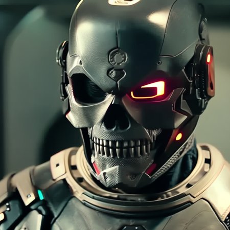 Threatening cyborg, skull, CinemaHelper-SDv2