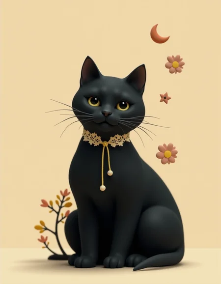 A sleek black cat sits in a meditative pose, its form reduced to smooth charcoal silhouettes against a gradient of sand-beige. The lace collar simplifies into a geometric snowflake pattern, paired with a single yellow thread tied in a perfect knot. Three minimalist flowersâa circle, a triangle, and a crescentâfloat near the collar, rendered in muted pastels. Ultra-sharp focus highlights the catâs reflective eyes, which mirror a tiny bonsai tree. Negative space and rule-of-thirds alignment amplify the tranquil, modernist vibe.
_________
dramatic beauty, otherworldly quality, soft lighting, shallow depth of field, high detail, dynamic composition, cinematic shot, film grain, balanced shadows, harmonic colors, emotional depth, symbolic meaning, innovative props/costumes, timeless elegance, modern themes, iconic imagery, unforgettable moment, captivating beauty, stunning impact, thought-provoking, artistic vision, masterful execution.
<lora:cheats:0.4> <lora:NOOB_vp1_detailer_by_volnovik_v1:0.5> <lora:- Flux1 - soothing_atmo_V2.0:0.1>