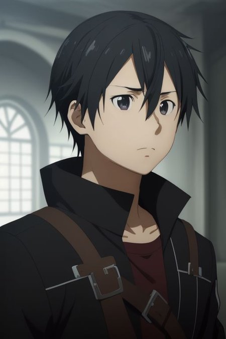 high resolution, solo, best quality, 1Boy, Kazuto Kirigaya, portraits, Black Hair, Black Eyes, guts's test, haunted place, OverallDetail