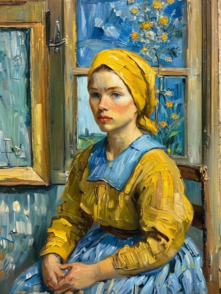 masterpiece,best quality,<lora:tbh122-sdxl:0.9>,portrait of girl,oil painting,style of Vincent van Gogh,