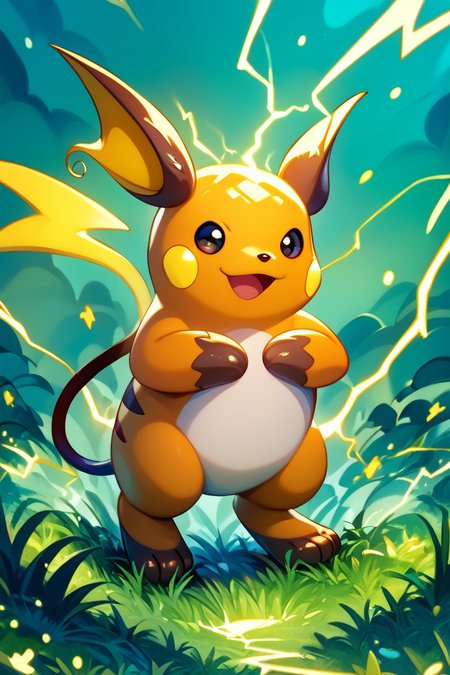 score_9, score_8_up, score_8,  ,,, , ,,, zzRaichu, looking at viewer, smile, open mouth, standing, full body, :d, outdoors, black eyes, grass, electricity,  ,<lora:RaichuPokedexPDXL:1.0>,  ,,,, BREAK, closed mouth, smile, looking at viewer, zzLFashion, cowboy shot, ,,, embedding:zPDXL, Expressiveh, ,,, <lora:Vivid:0.7>, <lora:LFashionPDXL:1>, <lora:Uncensored_PonyXL_cpt_v02.09:0.4>, <lora:Expressive_H-000001:0.4>,