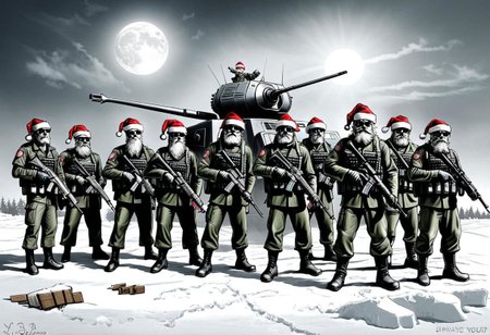 terminator santa claus army art by llbreton