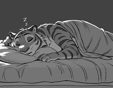 furry female tiger, sleeping in bed, eyes closed, in bed, night time, zzz
source_furry, 
 <lora:GrayCove:0.5> monochrome, furry <lora:Tritscrits_Style_PonyXL:1> tr1tscr1ts <lora:kb0g_1.0Pony:0.8>, score_9, score_8_up, score_7_up, score_6_up, score_5_up,