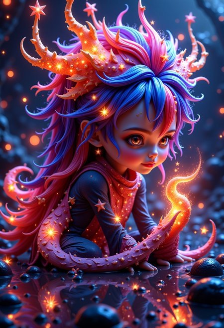 The image is a highly detailed, vibrant digital artwork in a fantasy style