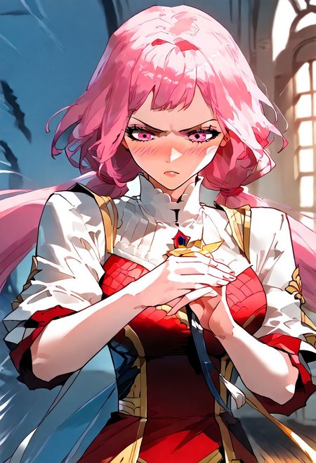 score_9,score_8_up,score_7_up,score_6_up,
source_anime, (best quality), (masterpiece), (extremely detailed), (finely detailed), (detailed face, perfect face, perfect eyes, beautiful detailed shading), (perfect hands), (full colors), blush, 
BREAK, 
cowboy shot, upper body,
1girl, solo, 纳兰嫣然, pink hair, twintails, long hair, pink eyes, large breasts, holding a sword, action pose