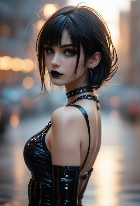real life photo, realistic, realism, zPDXLrl, zPDXL2, egirl, goth, 26 years old, dreamscape background