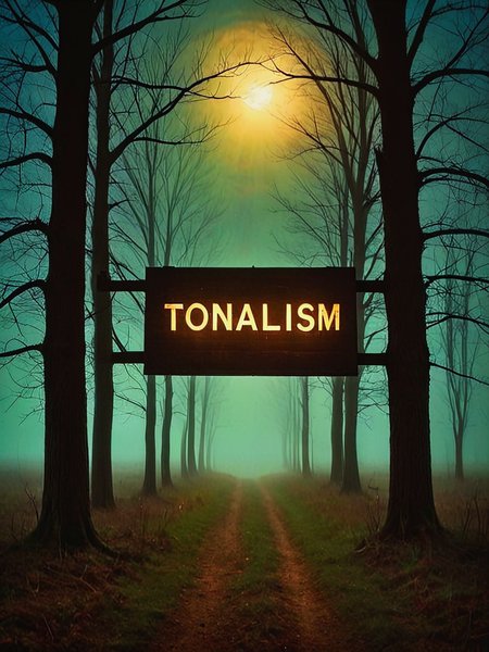 Art. A large rustic glowing country sign displaying the text: "Tonalism".

Atmospheric. Night.

<lora:Tonalism01b_CE_XL_300-OT:0.6> tnlsmCE_style