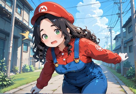 IllusP0s, PonyScores7, source_anime, ah1, IllustriousQual, interesting, exciting, spectacular, wonderful, 
BREAK <lora:xl_more_art-full_v1:0.2>, <lora:aesthetic_anime_v1s:0.2>, <lora:EpicF4nta5yXL:0.2>, <lora:detailxl:0.2>, detailxl, <lora:Fant5yP0ny:0.2>, amazing quality, best aesthetic, absurdres, illustration, Volumetric_Lighting, ultra-detailed, very aesthetic, intricate details, best_quality
BREAK ((walking arm in arm)),
BREAK Stable_Yogis_PDXL_Positives, AS-Adult, <lora:Complicated fantasy portrait - XL Pony V2.0:0.2>, bad-hands-5, <lora:HDA_Detailer:0.3>, <lora:natsumi_style:0.5>, <lora:by_usakun-pony:0.4>, by usakun, <lora:Akina_Bbw_Style_-_PonyXL:0.2>, AkinBw, ((long shot)),
BREAK 1girl, mature female, (curvy), round-chin, caucasian, <lora:ETO_OC_Illustrius:0.5>, eto_oc, skindentation, (plump), thick thighs, wide hips, busty, voluptuous, <lora:venus body PonyXL:0.3>, <lora:shinyskin2:0.2>, glistening skin, HDA_FatGirlXL, 
BREAK ((<lora:mario-cosplay-ponyxl-lora-nochekaiser:0.8>, mariocosplay, mario \(cosplay\), blue overalls, overalls, shirt, red shirt, long sleeves, collared shirt, hat, red hat)),
BREAK (curly hair), long hair, (black hair:1.4), (parted hair:1.7), messy hair, kinky curls, <lora:hairdetailpxl:0.2>, hairdetailpxl,
BREAK (half green and brown eyes), (colorful eyes), (multicolored eyes), (downturned eyes:1.4), <lora:expressive eyes:0.2>, expressive eyes, <lora:eyedetailpxl:0.2>, eyedetailpxl, <lora:Eyes_High_Definition:0.2>, EyesHD, (round face:1.2), (thick eyebrows:1.3), (plump face), <lora:Round_face:0.2>, lips, 
BREAK ((surprised, wavy mouth, open mouth, @_@ expression)), <lora:Expressive_H:0.2>, Expressiveh, <lora:Emotional_Anime_Expressions_PonyXL_Concept:0.2>, emotional, <lora:Best_Facial_Expression_LoRA_PONY:0.2>, looking at viewer, <lora:Detailed expressive EXEV style -XL Pony V1.0:0.2>, FaceDetail,
BREAK (((A severe windstorm toppled trees and power lines, causing extensive outages))), <lora:Background Detailer - SDXL:0.8>, 4k, 8k, Ultra HD, Masterpiece, Best quality, Detailed background, <lora:Add_more_details_V2_XLpony:0.4> full_details,