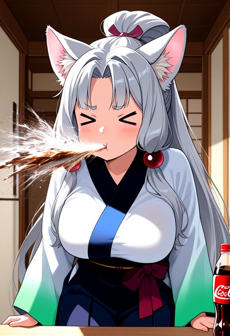 masterpiece, best quality, amazing quality, 
1girl,solo, cowboy shot,  >_<,  drinking coca-cola bottle, japanese room,
<lora:SpitTake:1> spit take, spitting brown water ,  touhoku itako, japanese clothes,