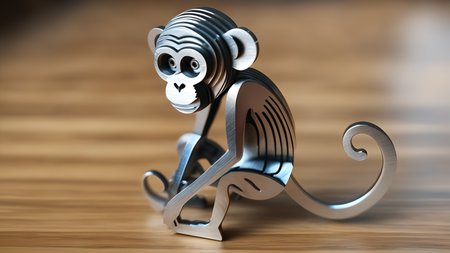 <lora:splicingtoycd_xl-000012:0.8>,a plane style steel monkey made of splicingtoycd_xl on wooden desktop,three-dimensional puzzle,simple-structured,detailed,hi-res photo,chinese zodiac,no humans,silver theme,close-up,indoors,living room,simple background, emotional,harmonious,high budget,moody,epic,gorgeous,perfect lighting,realistic,photorealistic,photographic,photo (medium),real,moody lighting,volumetric lighting,reality ray tracing,8K,HDR,UHD,masterpiece,best quality,highly detailed,high resolution,finely detail,extremely detailed,ultra detailed,wallpaper