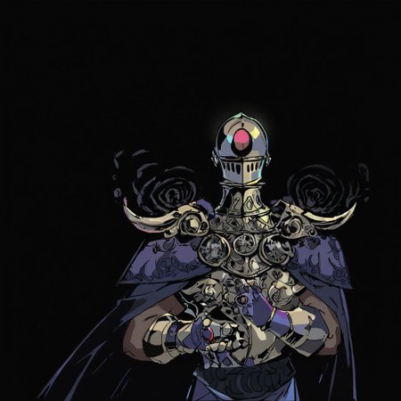 score_9, score_8_up, score_7_up, knight, wearing armor,  genderless, w cloak, intricate patterns, gloves, enigmatic presence, dark background, illustrated, comic style, high contrast, vibrant colors, black background