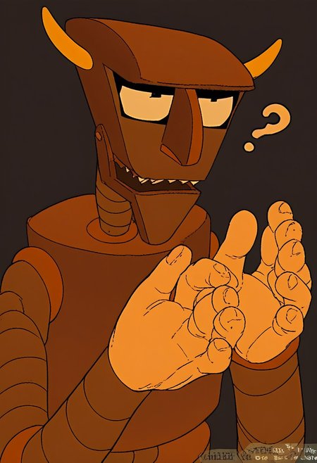 score_9, score_8_up, score_7_up, score_6_up, score_5_up, score_4_up, 1boy, solo,  b33lz3b0t, robot, question mark, confused, human hands