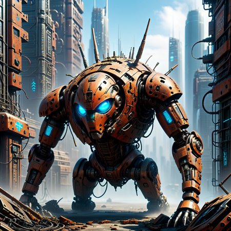 4k, extremely detailed wide view of amazing scene, ((futuristic scrap metal androids fused with blue glowing neon)), ((advanced cityscape)), ((metropolis)), ((urban future)), in ((futuristic highly detailed cyber)) with ((advanced urban setting)), ((city environment)), ((styled in neo-tokyo)), ((integrated aesthetic)), ((urban precision)), ((advanced design)), ((futuristic architecture)), with ((data flow effects)), ((urban atmosphere)), ((city ambiance)), ((metropolitan environment)), (HD, masterpiece, best quality, hyper detailed, ultra detailed, super realistic),amazing, evi@decrepPunk, DonM0ccul7Ru57XL, Rusted, rusted landscape, add-detail-xl<lora:sdxl\rust\concept_worldmorph_decrepPunk_SDXL_v1-evi@decrepPunk.safetensors:1.0:1.0> <lora:sdxl\rust\DonM0ccul7Ru57XL-000006.safetensors:1.0:1.0> <lora:sdxl\rust\Rusted_landscape_SDXL.safetensors:1.0:1.0> <lora:sdxl\enhancment\add-detail-xl.safetensors:1.0:1.0>