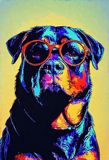a Rottweiler wearing dark sunglasses