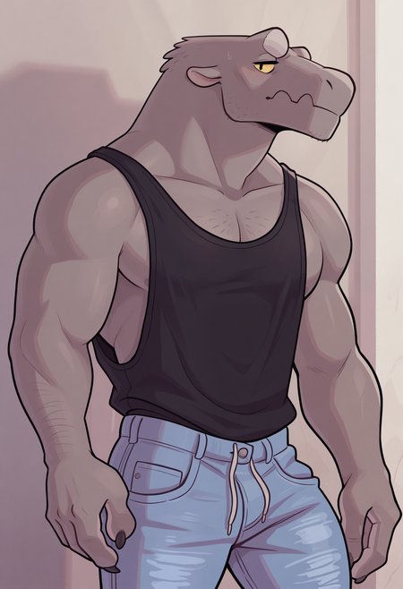 masterpiece, best quality, amazing quality, solo, 1boy, leedsbb, tank top, jeans