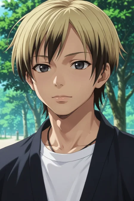 score_9, score_8_up, score_7_up, source_anime, rating_safe, intricate details, (3d:0.4), , depth of field, 1boy, solo, male focus, <lora:kodaka_hasegawa_pony:0.84>, kodaka_hasegawa, blonde hair, black eyes, short hair, multicolored hair, two-tone hair, black hair, , ,, <lora:sdxl_lightning_8step_lora:1>