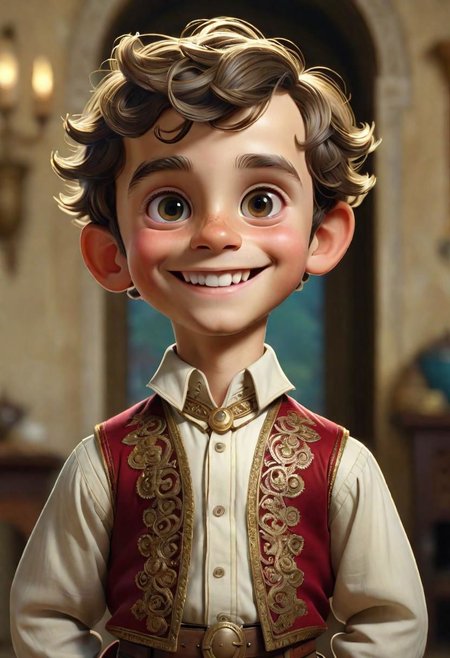 (((masterpiece:1.7))), (((randomly picked cute male child_1.8))), (smiling and happy:1.5),  (full-body shot:2), (traditional male costume of Calabria from Arbereshe Community), filigree, 8k, cartoon digital illustration, cute big pixar reflective eyes, unreal engine cinematic smooth, dreamlike, intricate detail, oil on canvas by Mark Ryden, golden ratio, perfect composition, UE5, trending on artstation and cgsociety, soft natural volumetric cinematic perfect light, award-winning photograph, by Anno1313 art style, --chaos