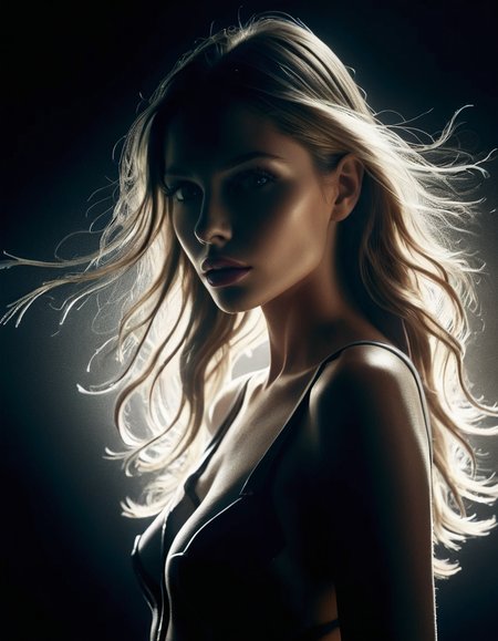 (Neon Light Trails Photography by Marion Ettlinger and Alyson Hunter:1.2),(High Fashion Editorial Photography by David Brandon Geeting and Melanie Friend:1.2) <lora:ral-chrosc-bw:1> ral-chrosc-bw