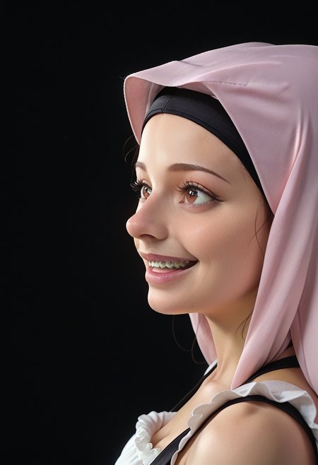 masterpiece, best quality, amazing quality, very aesthetic, absurdres, very awa, (22 year old woman, solo, Maid Marian) bedroom, <lora:Liking_Masturbation-000014:1.0> rating_safe<lora:Braces_Only:1> close-up br4c3f4c3, smile from side,looking amazed,