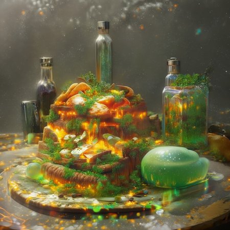 foodphoto, a cheeseburger and fries made out of slime, cheeseburger and fries on a plate, food made of slime, food still life, plate made of slime, table made of slime,
natural light, no bright spots, 
((translucent slime)), ((transparent slime)), made of water, (bioluminescent slime), sl1m3, slime, slime-morph, ais-blmn, saturated colors, no creatures, no humans, no monsters, no pokemon, scenery only, scenery, ral-lava, watce