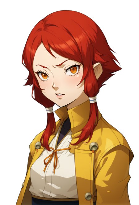 score_9, score_7_up, source_anime, BREAK <lora:zs_SMTIVPortraitsXL_2:1> smtivportraits, portrait, white background,, 1girl, red hair, orange eyes, amber eyes, tsurime, swept bangs, parted bangs, low twintails, short hair, medium hair, small breasts,