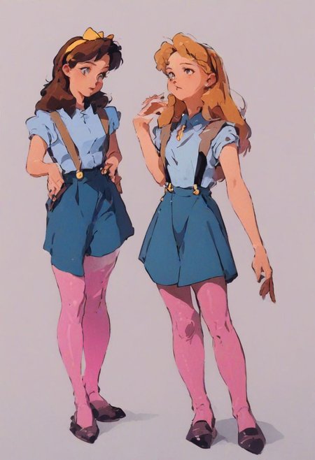 score_9, score_8_up, score_8, source_anime, rating_questionable, 
30yo Alice from wonderland,  classic pinup model, shorts, suspenders, shirtless, pink thigh high stockings, yellow headband, norman rockwell style, 90s4n1m3