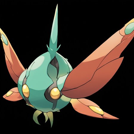 <lora:pokemon_pony_xl:1>, watercolor creature art like pokemon, Type: Dark Fairy, Type: Steel, Egg Group: Amorphous, is a pokemon creature that Its tears turn into Yellow pearls upon touching the ground a rare and precious byproduct of its sorrow,It can clap its hands creating a Orange shockwave that stuns prey and predators alike,It has a collar of Red fur that stands on end to make the creature appear larger and more menacing to adversaries,The animal's spine is flexible allowing it to contort into Turquoise shapes previously thought impossible,A Green crystal grows on its back, absorbing the energy of the sun and glowing with a fierce intensity score_9, score_8_up, score_7_up, score_6_up, score_5_up, score_4_up.  Simple black background, (Masterpiece:1.3) (best quality:1.2) (high quality:1.1)