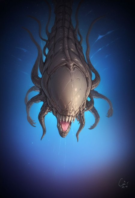 extremely cute xenomorph in space, disney princess, caric art, caricature, beautiful, adorable, 8k, hd, detailed, intricate details