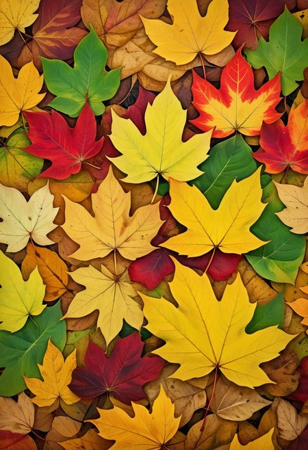 masterpiece, ultra HD, ultra detailed, ultra realist, hyperkraximalism, midjourneyv6.1, a pile of autumns color leaves, leaf, many leaves,green_leaf, autumn_leaf, yellow_leaf, orange_leaf, red_leaf, brown_leaf, light_effect