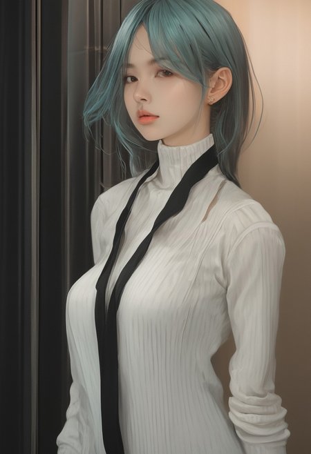 1girl, hatsune_miku, lips, thin lips, parted lips, open mouth, solo, looking at viewer, white camisole, upper body, (dark), underlightling, masterpiece, best quality, very aesthetic
