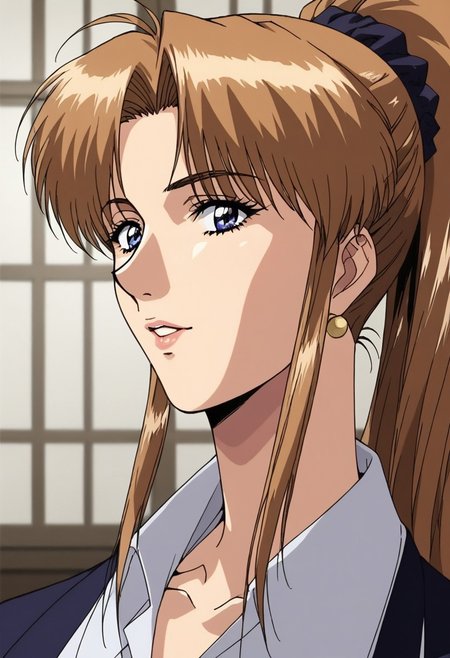 score_9_up, score_8_up, score_7_up, high quality, 8k,best quality,retro anime style, detailed retro anime,high detail, (clear picture),detailed face,masterpiece,1girl,miss mizutani,mature woman,animated,thighhighs,blond hair,ponytail,purple eyes,blue suit,sexy body, beautiful face,looking at the viewer,sexy pose, seductive pose,