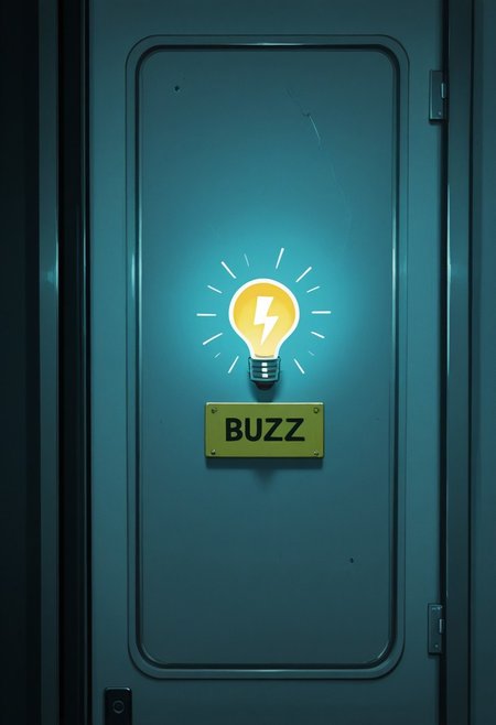 A sad dim anthropomorphic lightbulb, asking for buzz with a sign, sign that has a lightning bolt on it