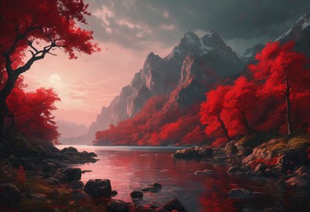 (((RED))). highly detailed and hyper realistic photo, by Alena Aenami , by Archibald Thorburn , by Daniele Afferni , limited dark palette, unusual dark colors, faded colors, atmospheric haze, highly dramatic cinematic lighting, film grain,  professional, excellent composition, finest details, maximized details, ultimate detail level, masterpiece, best quality
