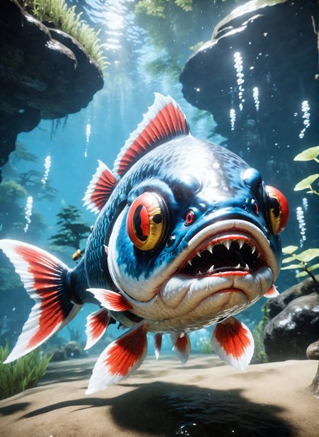 cute yokai fish, in the style of niohxl  <lora:niohxl-step00000300:0.85>,masterpiece,8k,cinematic,epic