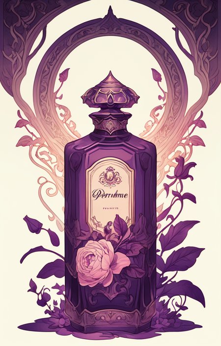 masterpiece,best quality,<lora:tbh33-sdxl:0.9>,illustration A bottle of perfume in garden