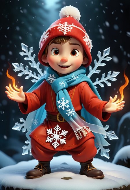 a cartoon character wearing a red hat and scarf with snowflakes, 
pictoplasma, 
a stock photo, 
no watermark signature, 
wearing a plug suit, 
aardman, 
icicle, 
ukrainian monk, 
tendu pose, 
listing image, 
no watermarks, 
unclad against the storm, 
cursed image, 
full - body, 
often described as flame-like, 
Broken Glass effect, 
no background, 
stunning, 
something that even doesn't exist, 
mythical being, 
energy, 
molecular, 
textures, 
iridescent and luminescent scales, 
breathtaking beauty, 
pure perfection, 
divine presence, 
unforgettable, 
impressive, 
breathtaking beauty, 
Volumetric light, 
auras, 
rays, 
vivid colors reflects