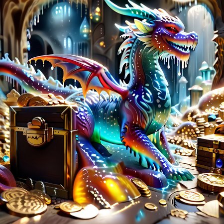 1dragon, highly detailed blue dragon, blue dragon made out of slime, scaly blue slime dragon, slime dragon with red eyes, blue slime dragon laying in its hoard, blue slime dragon with wings, dragon wings, 
multi-colored gems made out of slime, in a room of treasure made out of slime,  gold coins and bars made out of slime, wood-like treasure chest made out of slime, wood-colored slime chest, individual coins made out of slime, gold slime coins, piles of coins, 
treasure-room, treasure, treasure chest, gemstone, coins, gold bars, gold pile, 
everything made of slime, No simple background,
((translucent slime)), ((transparent slime)), (bioluminescent slime), sl1m3, slime, ais-blmn, watce, je11y, thickwater, great lighting, ral-lava, even lighting, no bright spots,