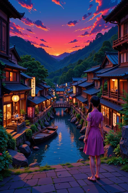 izakaya beautiful  landscape, dusk, woman, very intricate, very detailed, sharp, bright, colorful, <lora:Hand v2:0.5> <lora:Anti-Blur:1><lora:Insane Detail Slider:0.25>  <lora:flux.1_lora_flyway_Epic-detail_v2:0.3> <lora:fluxenhancer:0.25>  <lora:ROWER:0.6>